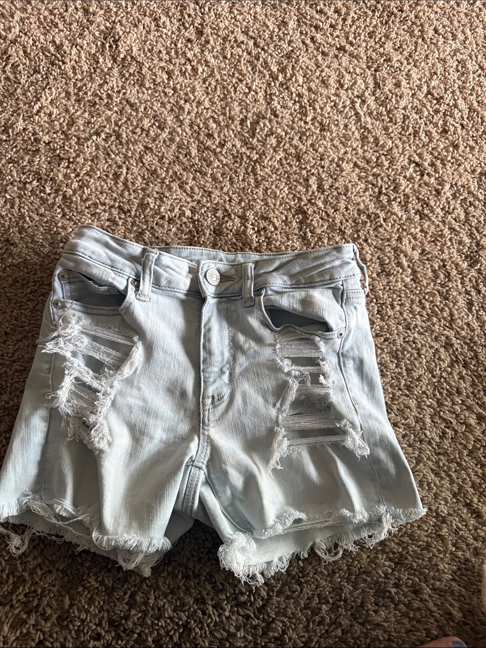 American Eagle Outfitters Light Blue Distressed Denim Shorts